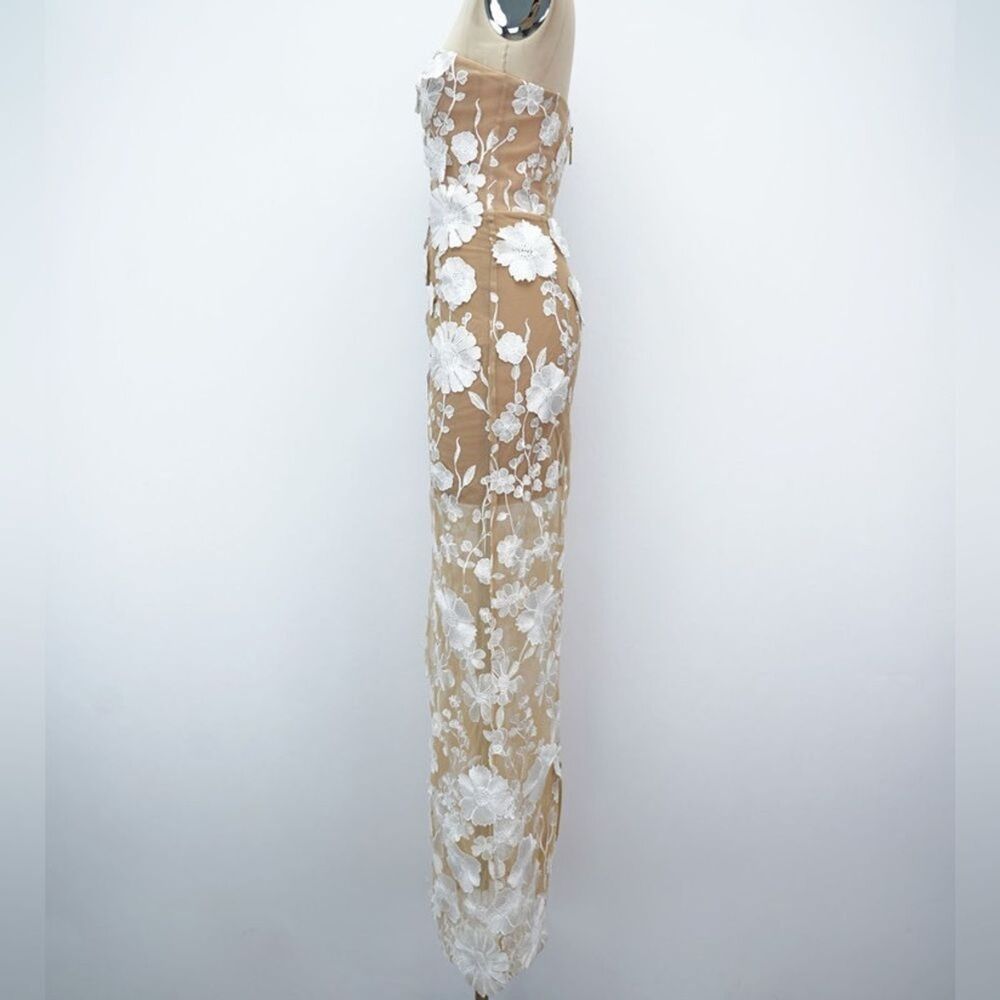 Bronx and Banco Strapless White Floral Appliqué Maxi Dress - Picture 9 of 16